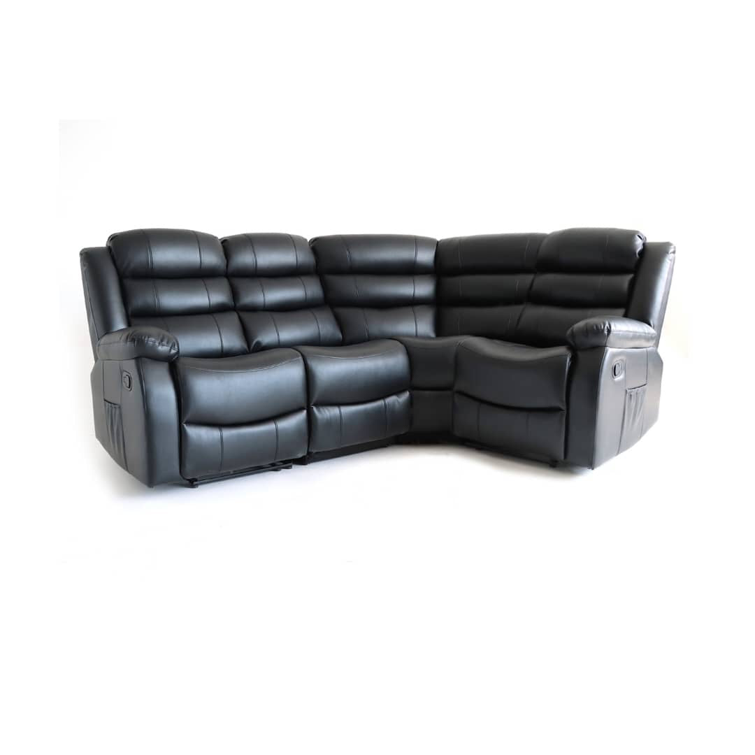 Augusta Right Hand Corner Manual Recliner Black Leather
