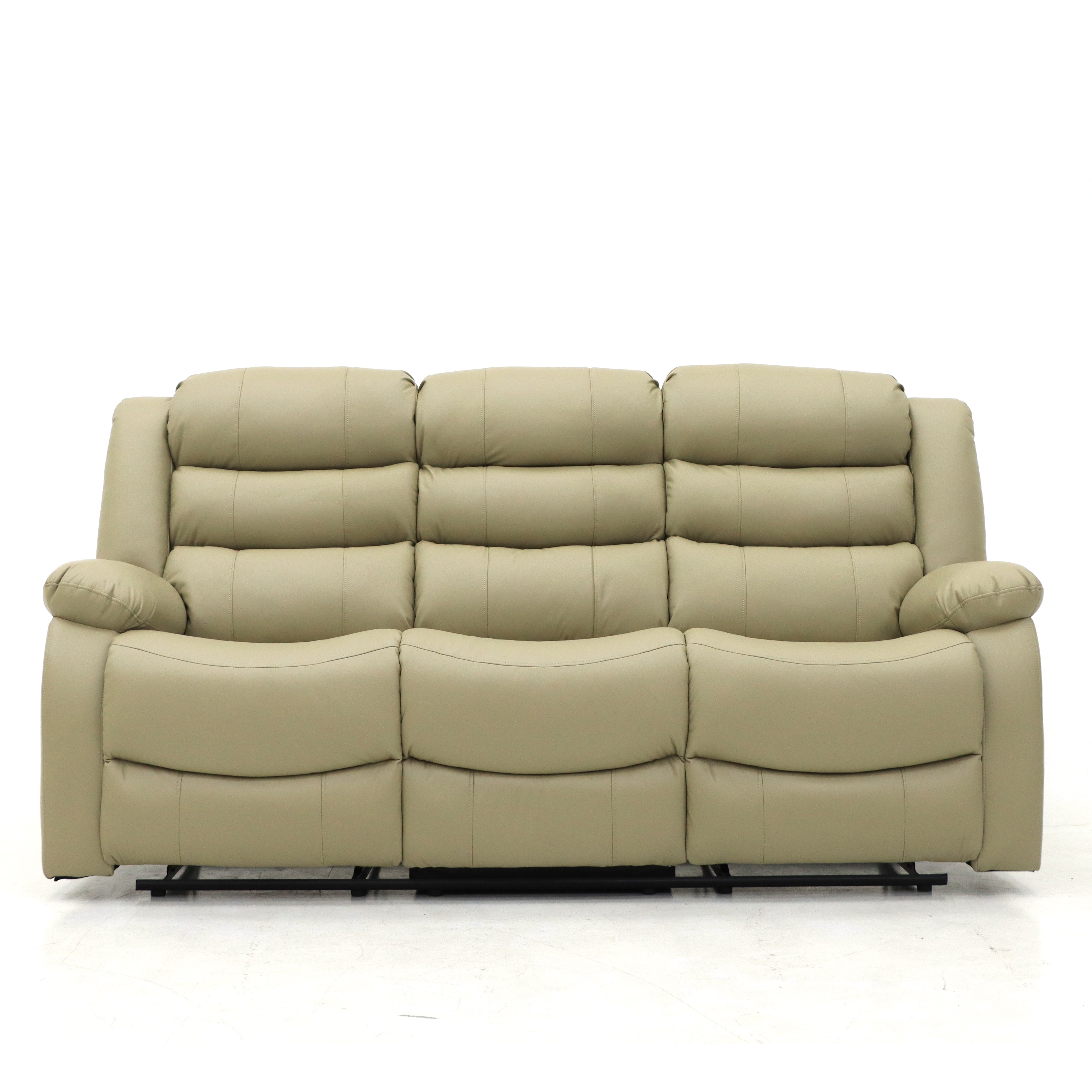 Augusta 3 Seater and 2 Seater Manual Recliner Cream Leather
