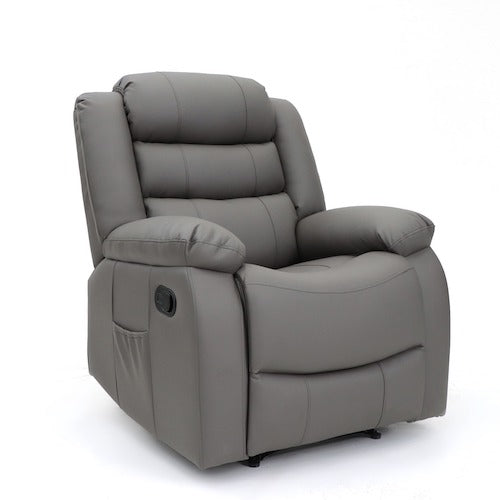 Augusta Manual Recliner Chair Grey Leather