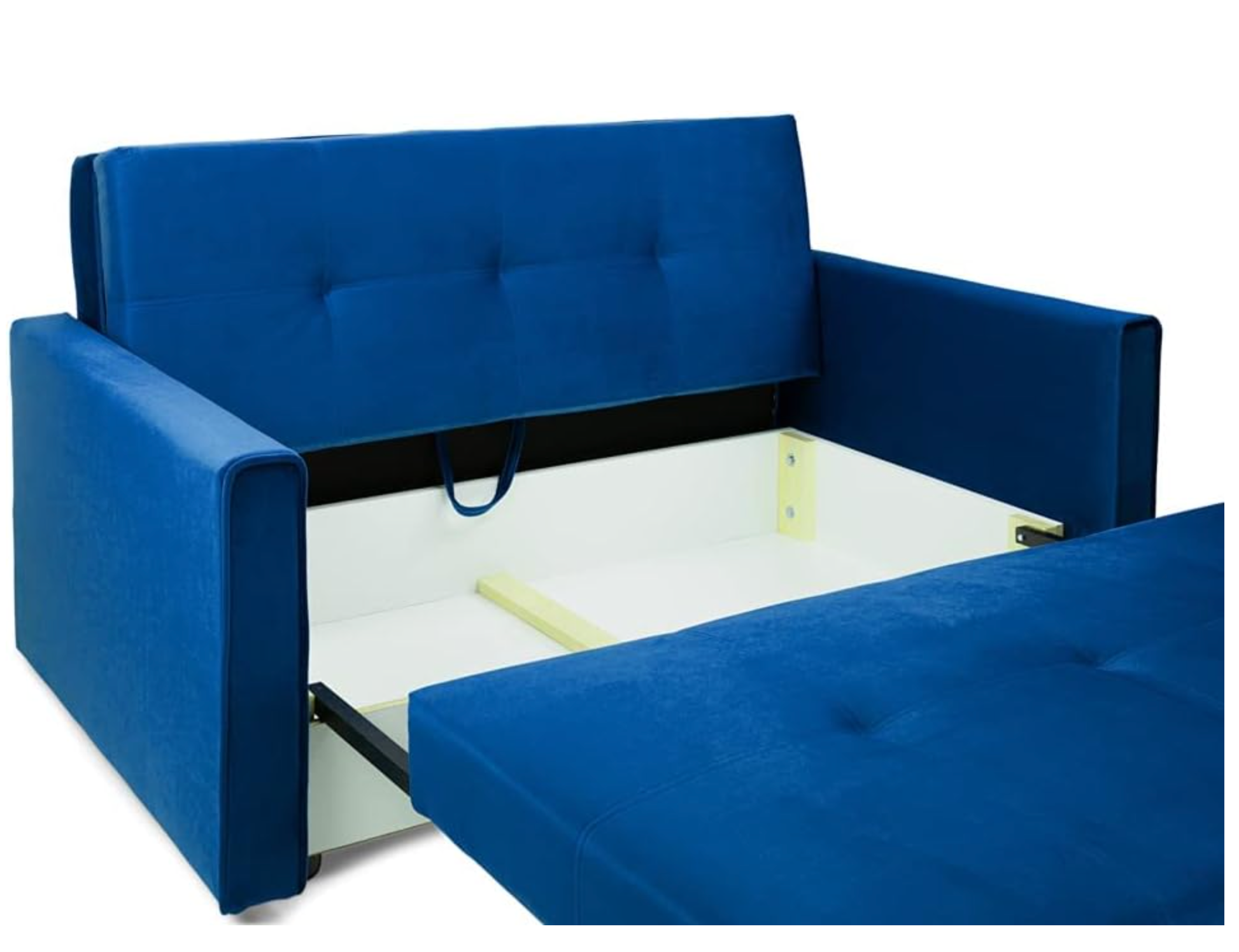 Vienna 2 Seater Sofa Bed With Storage Navy Blue Velvet Fabric