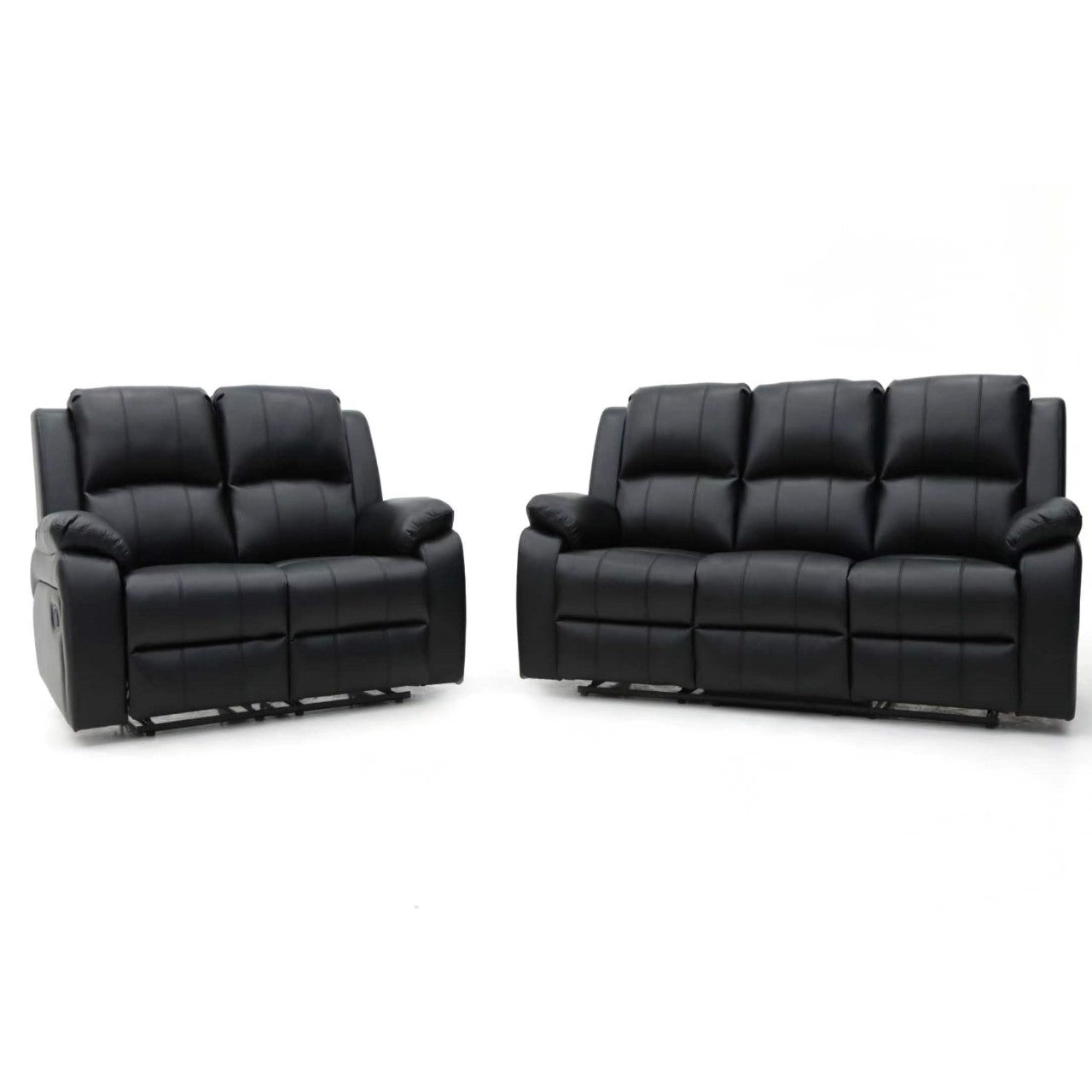 Darwin 3 Seater and 2 Seater Manual Recliner Black Leather