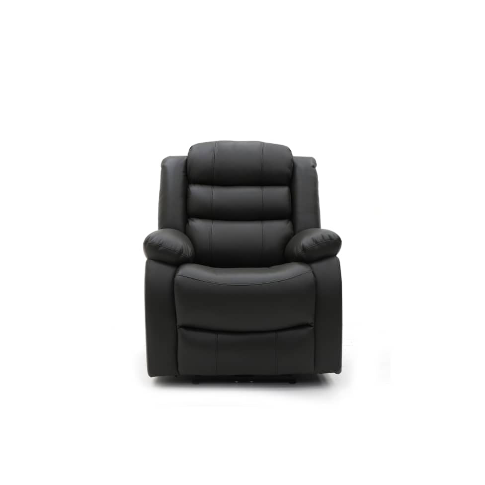 Augusta 3 Seater and 2 Chairs Manual Recliner Black Leather