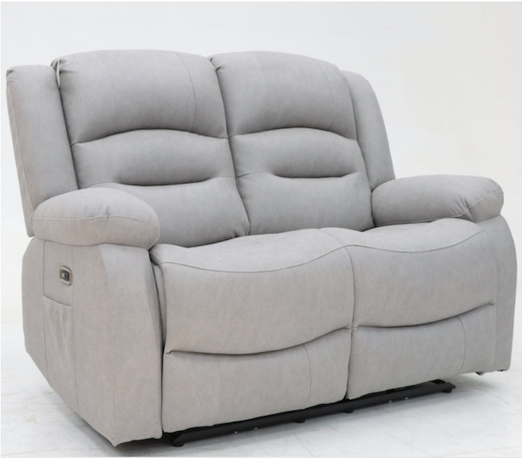 Ace 2 Seater Power Recliner Light Grey Fabric