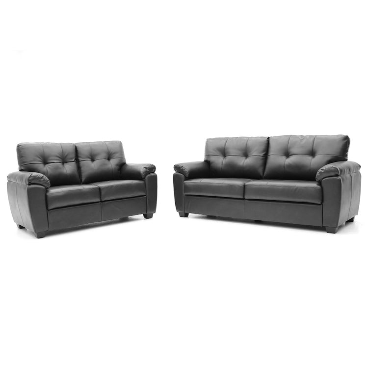 Brisbaine 3 Seater and 2 Seater Static Black Leather