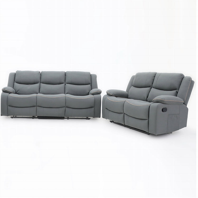 Zoe 3 Seater and 2 Seater Manual Recliner Grey Fabric