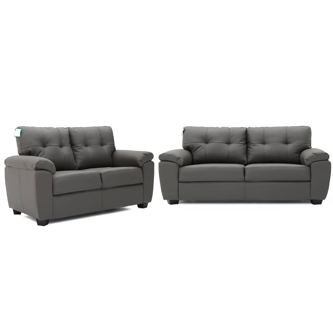 Brisbaine 3 Seater and 2 Seater Static Grey Leather