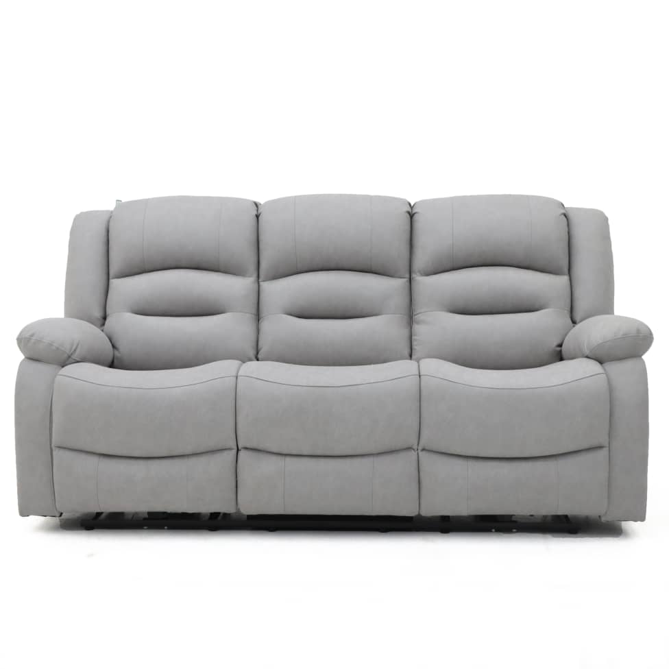 Ace 3 Seater Power Recliner Light Grey Fabric