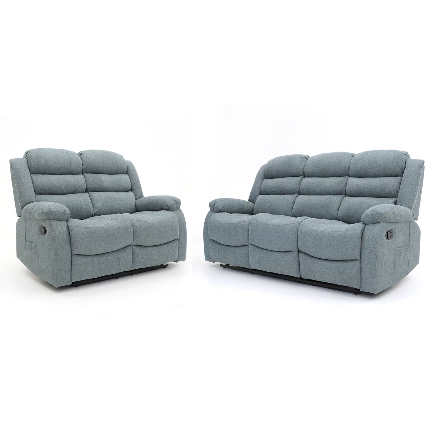 Augusta 3 Seater and 2 Seater  Manual Recliner Grey Fabric