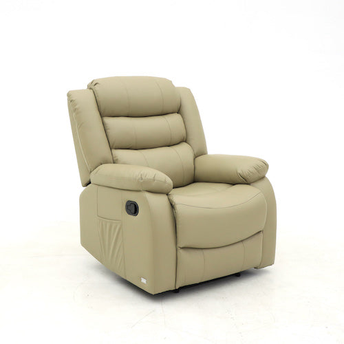 Augusta Manual Recliner Chair Cream Leather