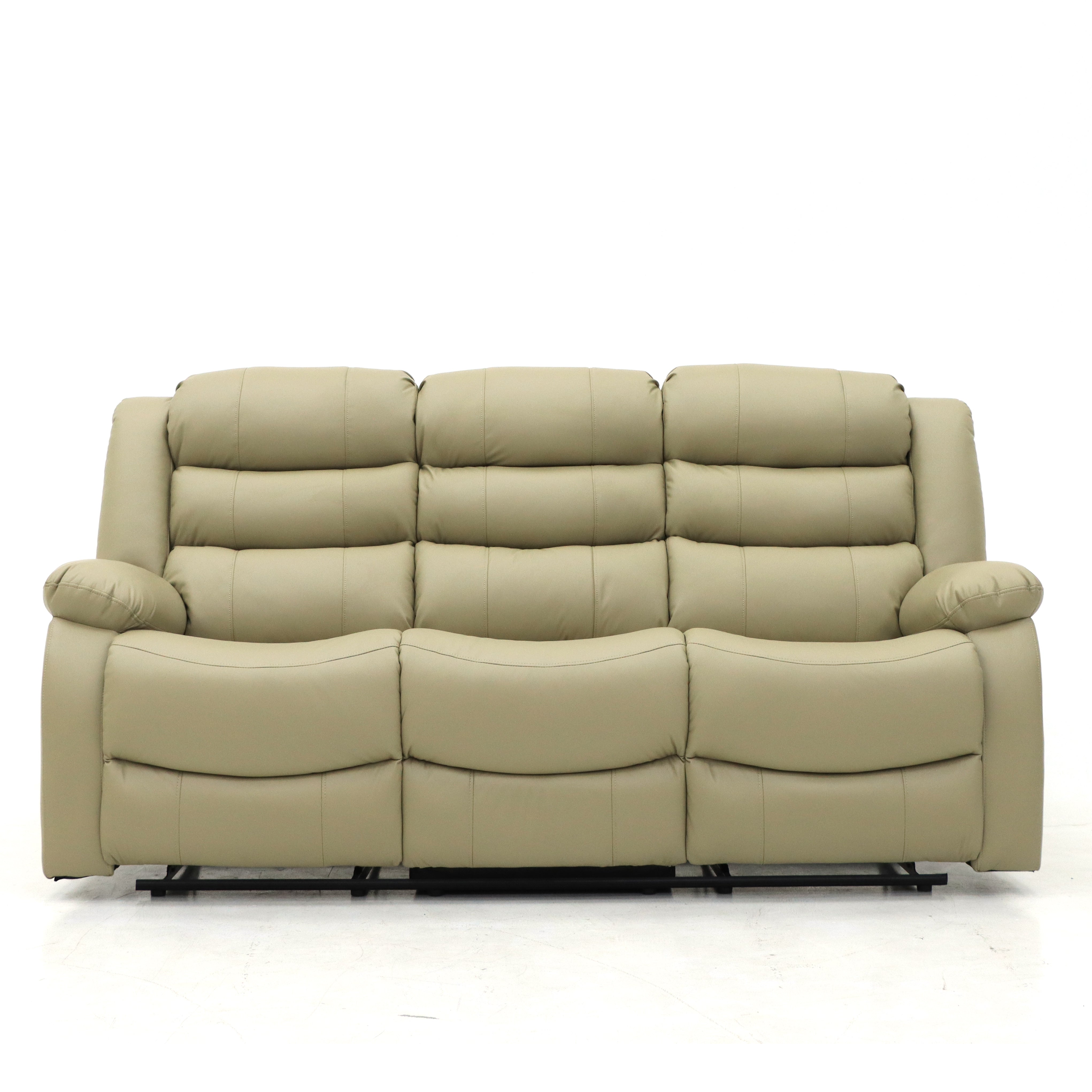 Augusta 3 Seater Manual Recliner Cream Leather