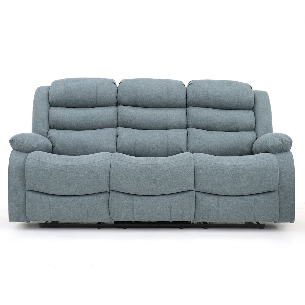 Augusta 3 Seater Manual Recliner Grey Fabric