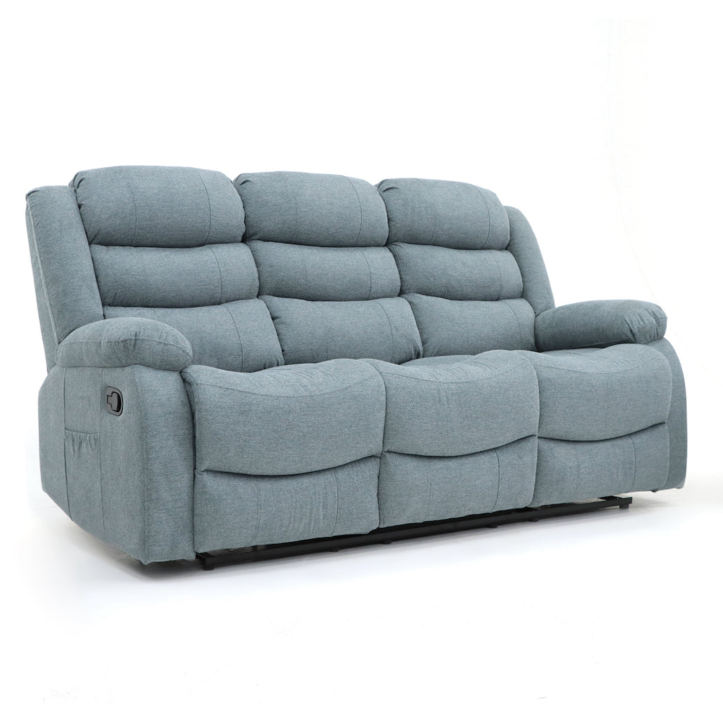 Augusta 3 Seater Manual Recliner Grey Fabric