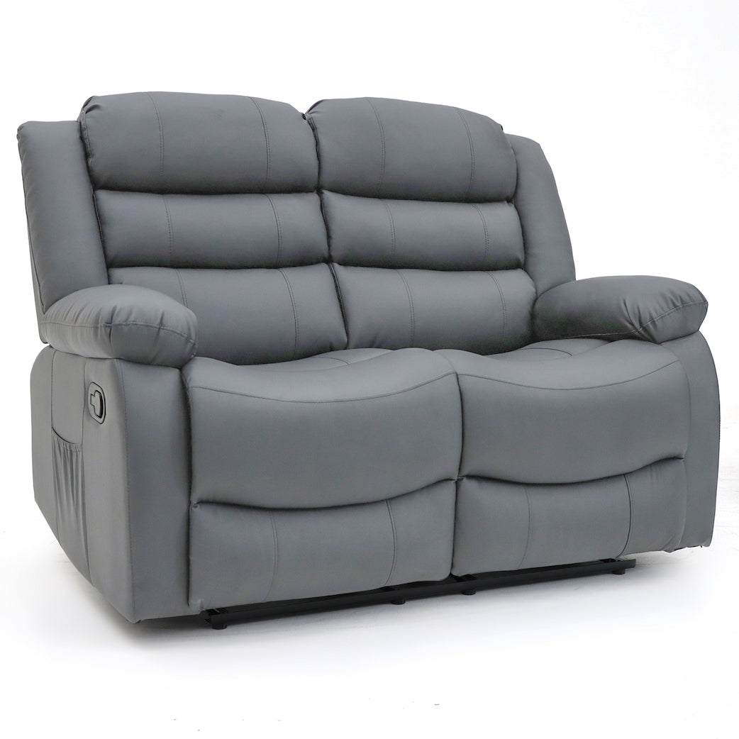 Augusta 2 Seater Manual Recliner Grey Leather