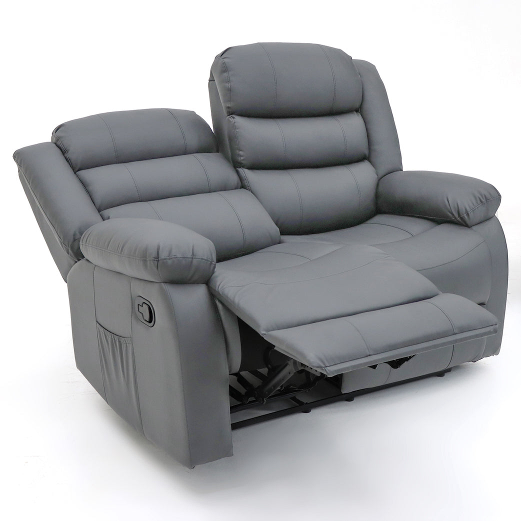 Augusta 2 Seater Manual Recliner Grey Leather