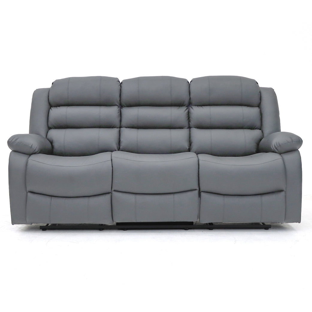 Augusta 3 Seater Manual Recliner Grey Leather