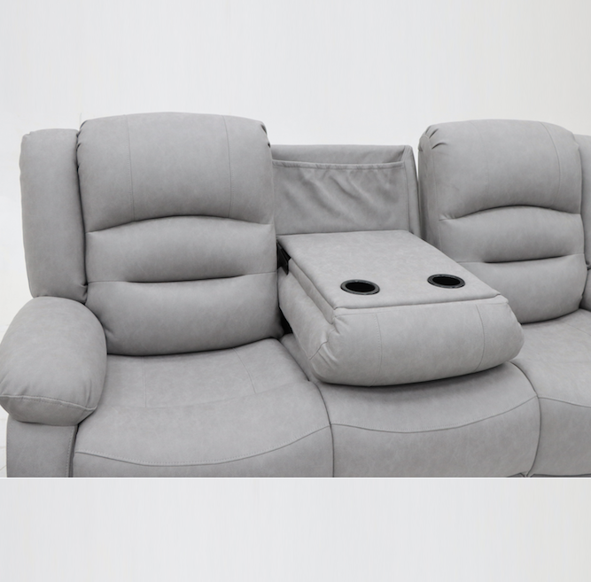Ace 3 Seater and 2 Seater Power Recliner Light Grey Fabric