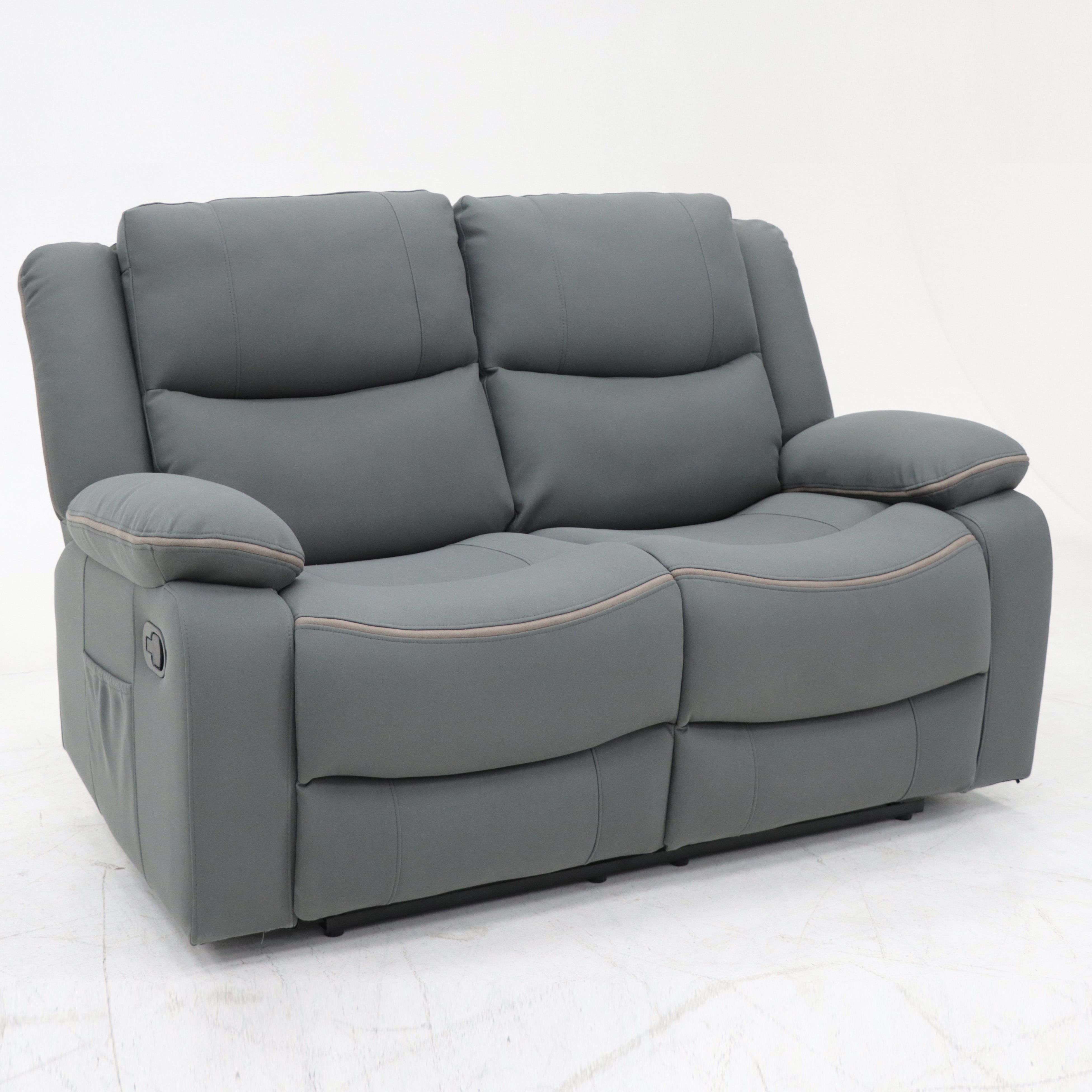 Zoe 3 Seater and 2 Seater Manual Recliner Grey Fabric