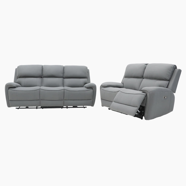 Canterbury 3 Seater and 2 Seater Power Recliner Grey Fabric