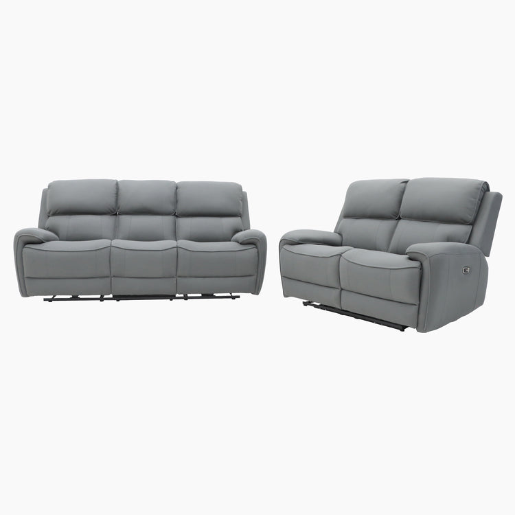 Canterbury 3 Seater and 2 Seater Power Recliner Grey Fabric