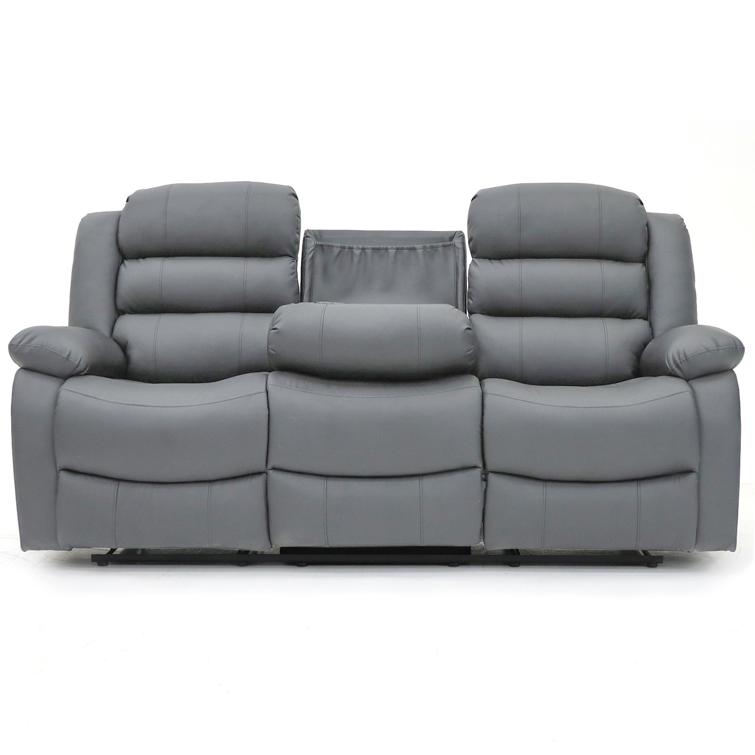 Augusta 3 Seater Manual Recliner Grey Leather