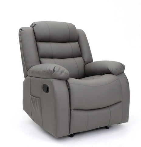 Augusta Manual Recliner Chair Grey Leather