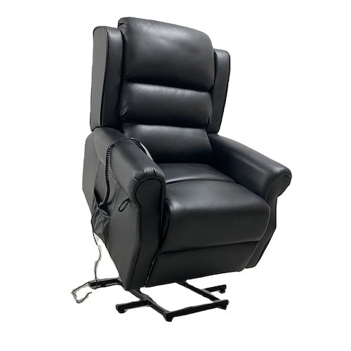 Andover Single-Motor Lift & Rise Recliner Black Leather