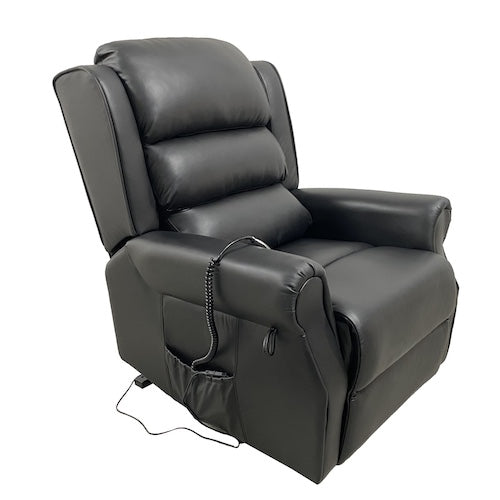 Andover Single-Motor Lift & Rise Recliner Black Leather