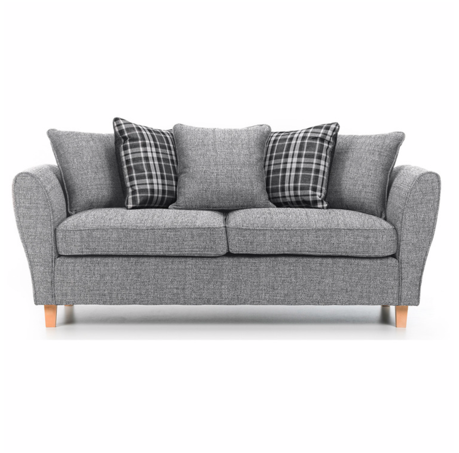 Chilton 3 Seater Sofa Scatter Back Cushions Grey Check