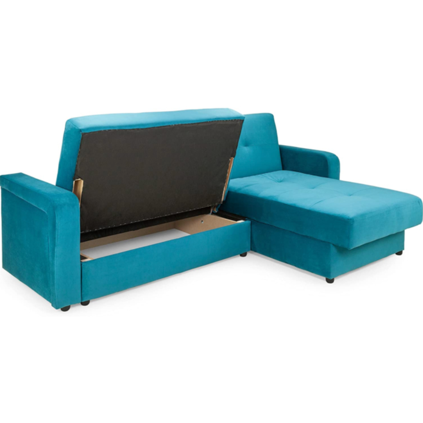 Destiny Corner Sofa Bed with Storage Teal Velvet Fabric