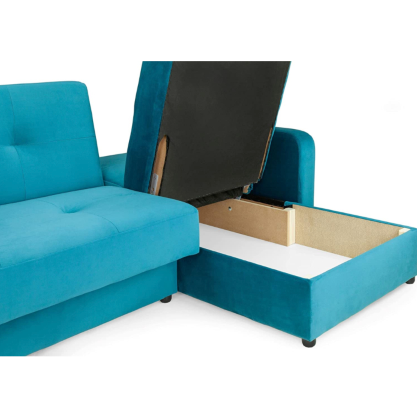 Destiny Corner Sofa Bed with Storage Teal Velvet Fabric