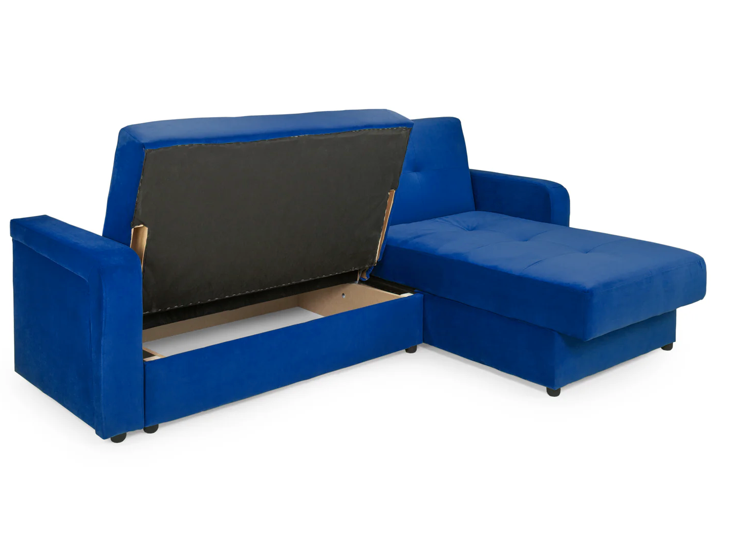 Destiny Corner Sofa Bed with Storage Navy Blue Velvet Fabric