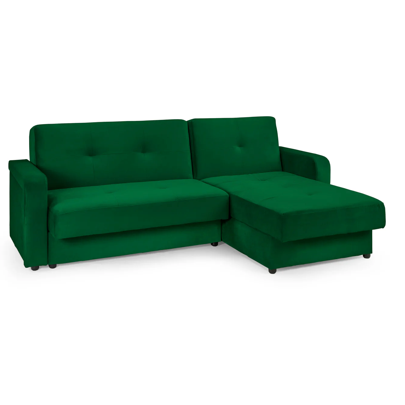 Destiny Corner Sofa Bed with Storage Bottle Green Velvet Fabric
