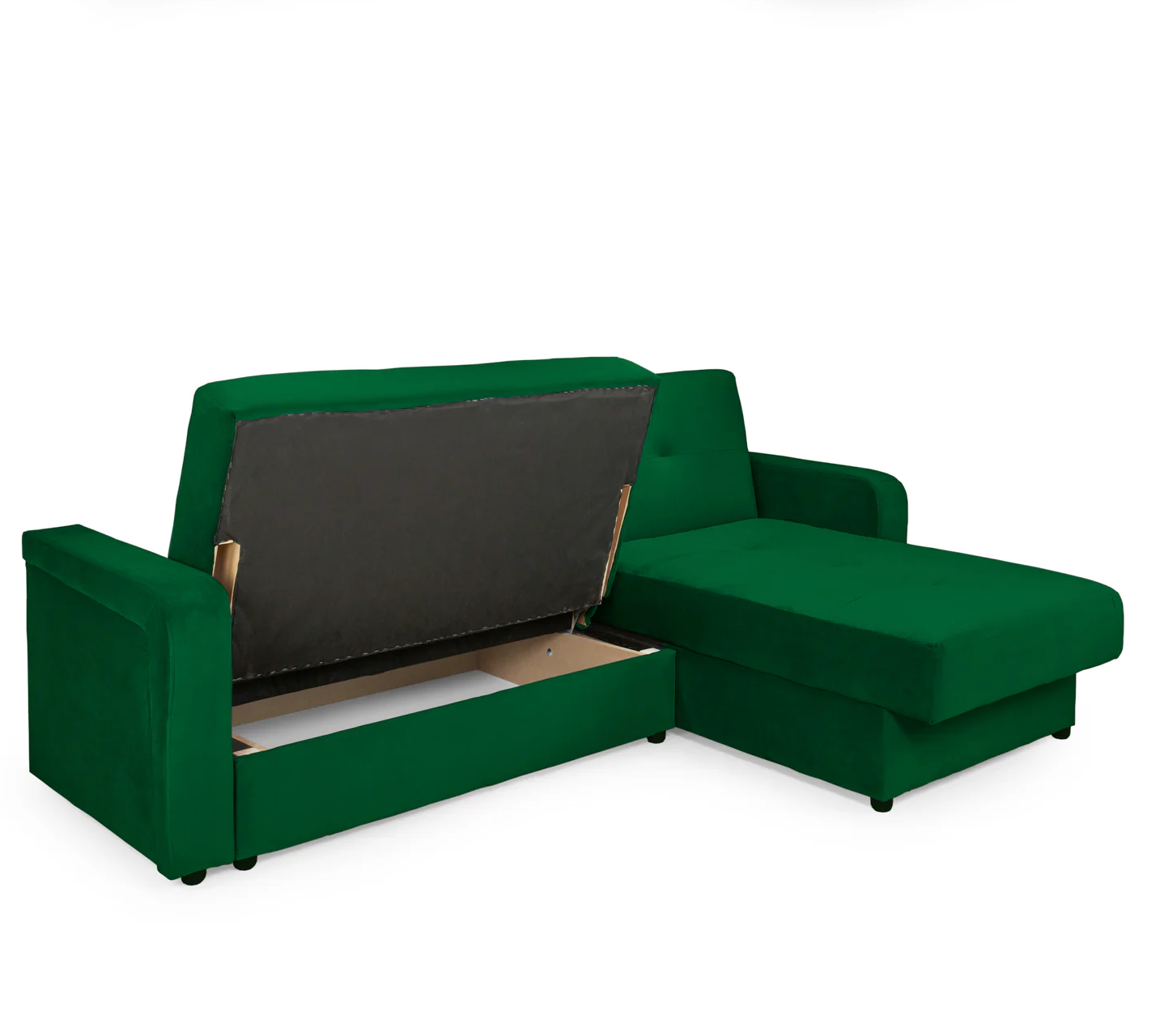 Destiny Corner Sofa Bed with Storage Bottle Green Velvet Fabric