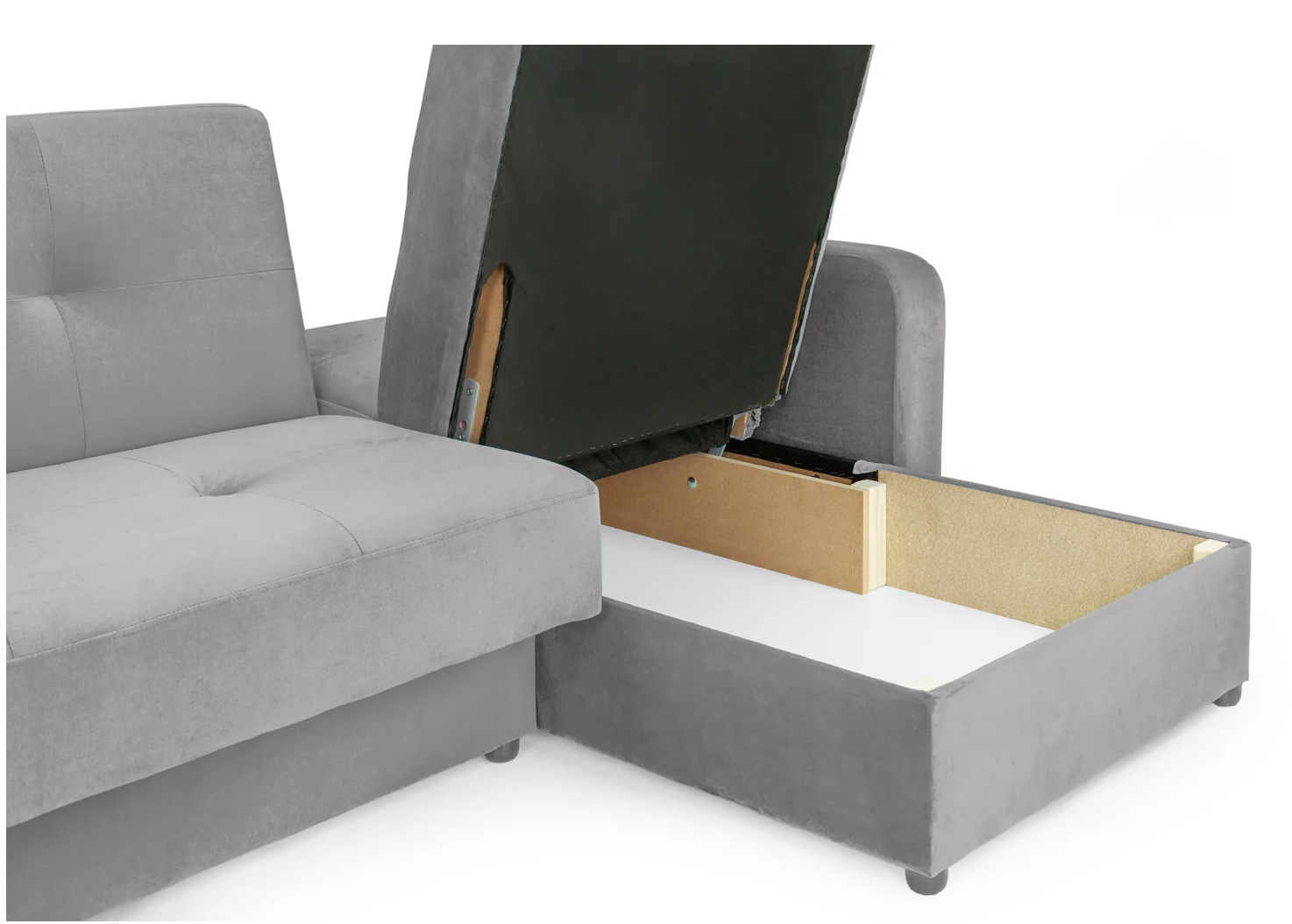 Destiny Corner Sofa Bed with Storage Grey Velvet Fabric