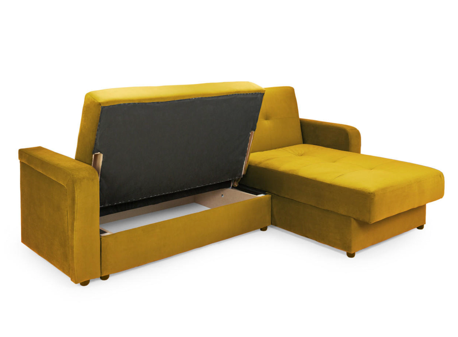 Destiny Corner Sofa Bed with Storage Mustard Velvet Fabric