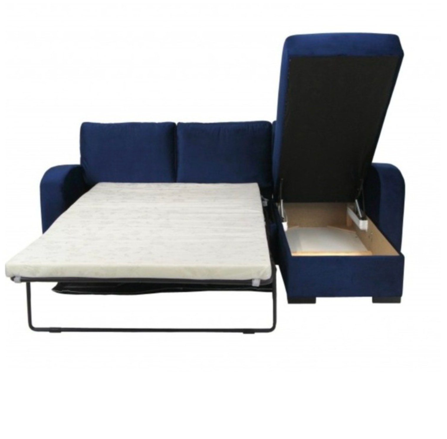 Lola  Right Hand Corner Sofa Bed With Storage Navy Blue Velvet