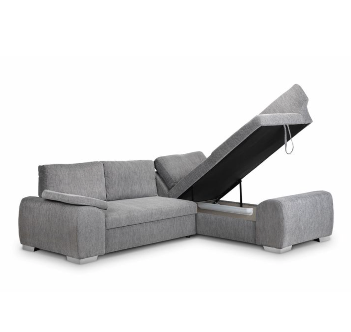 Sussex Right Hand Sofa Bed-Storage Grey Fabric
