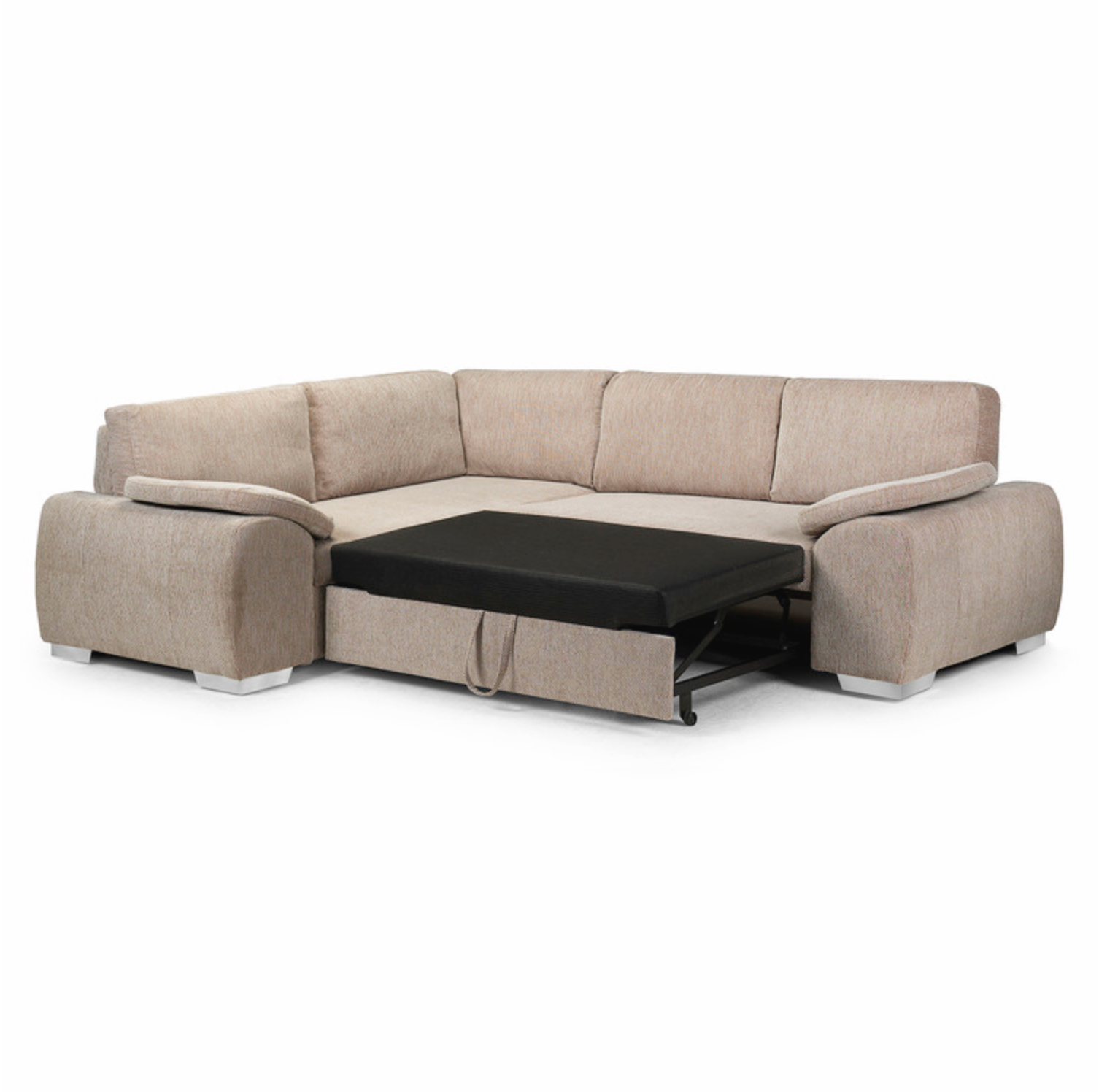 Sussex Left Hand Sofa Bed-Storage Beige Fabric