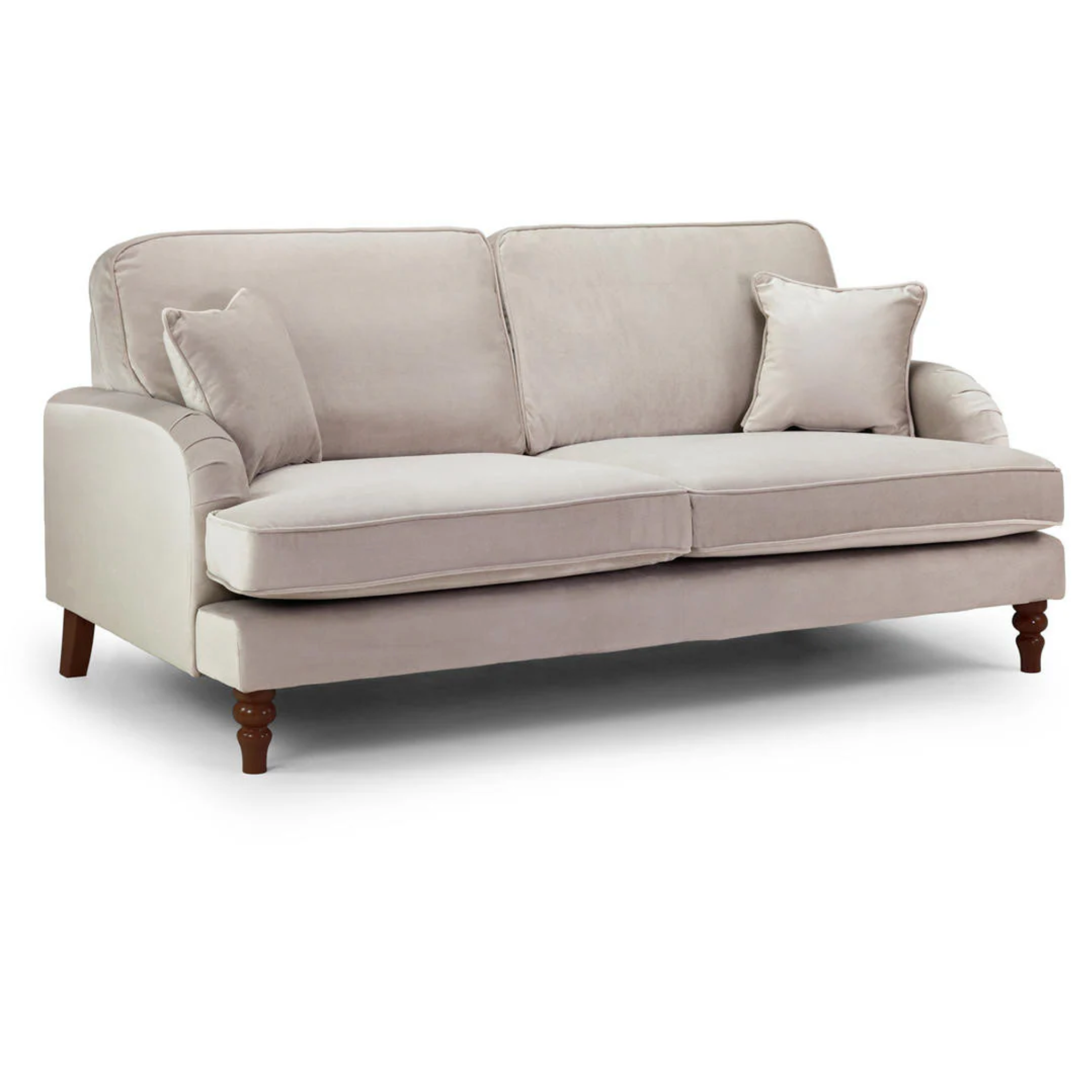 York 3 Seater Fabric Sofa Putty Velvet