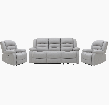Ace 3 Seater and 2 Chairs Static Light Grey Fabric