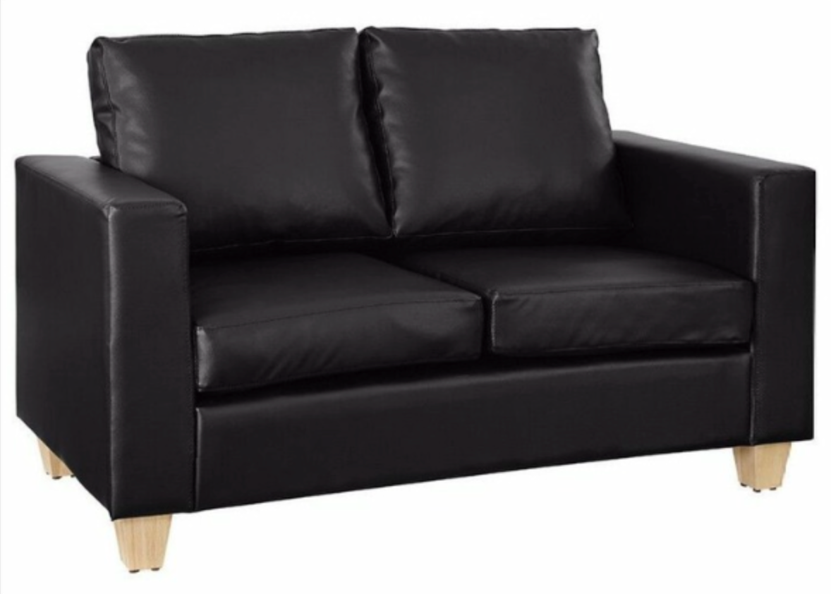 Creed 2 Seater Static Black Leather