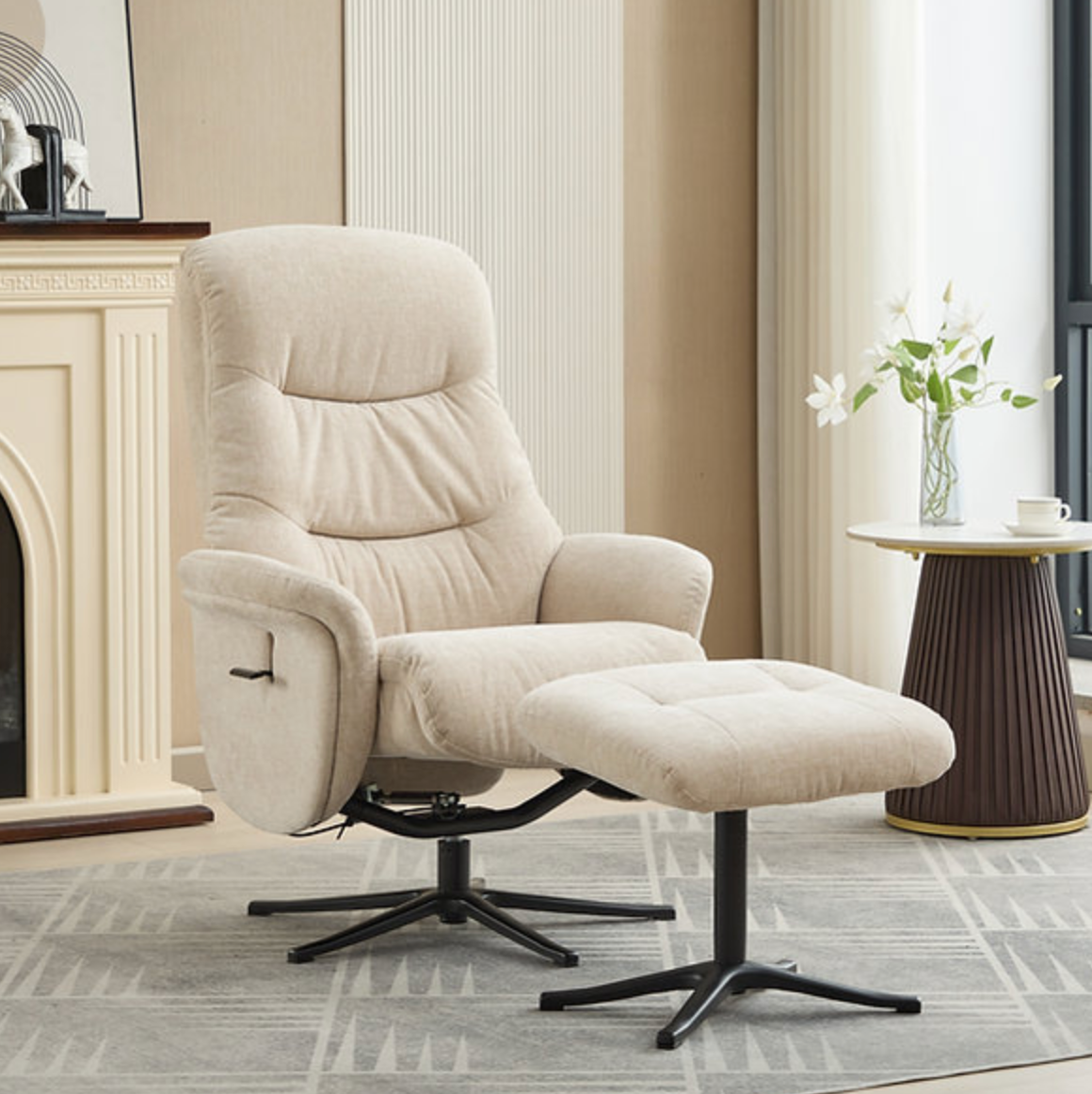 Nevada Swivel Chair in Barley Beige Fabric