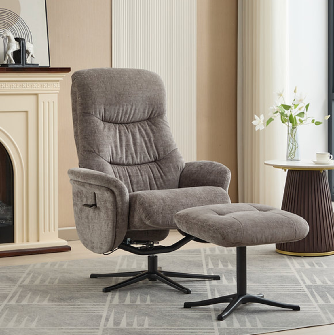 Nevada Swivel Chair in Ash Grey Fabric