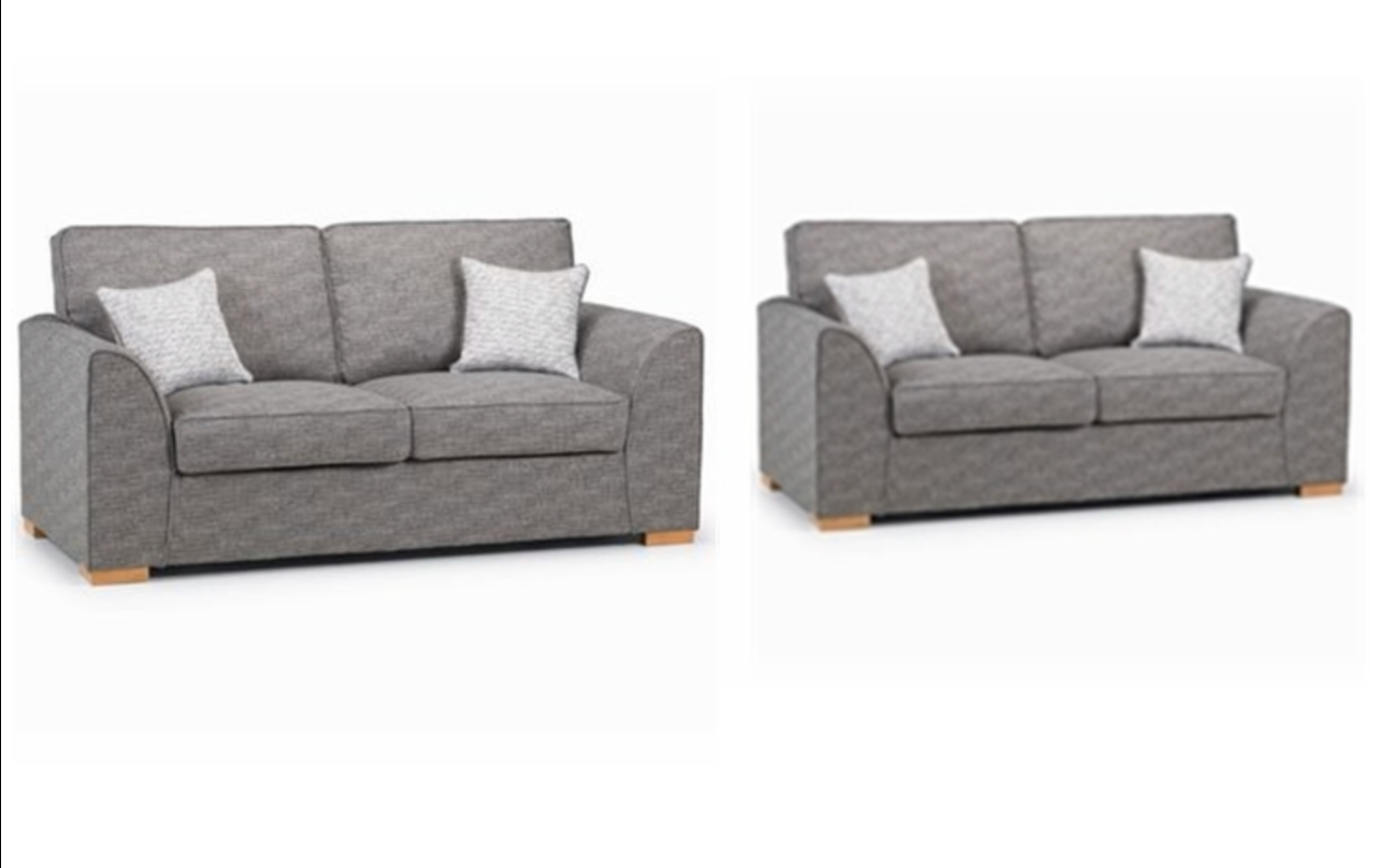 Dallas 3 Seater and 2 Seater Sofa Como Smoke Fabric