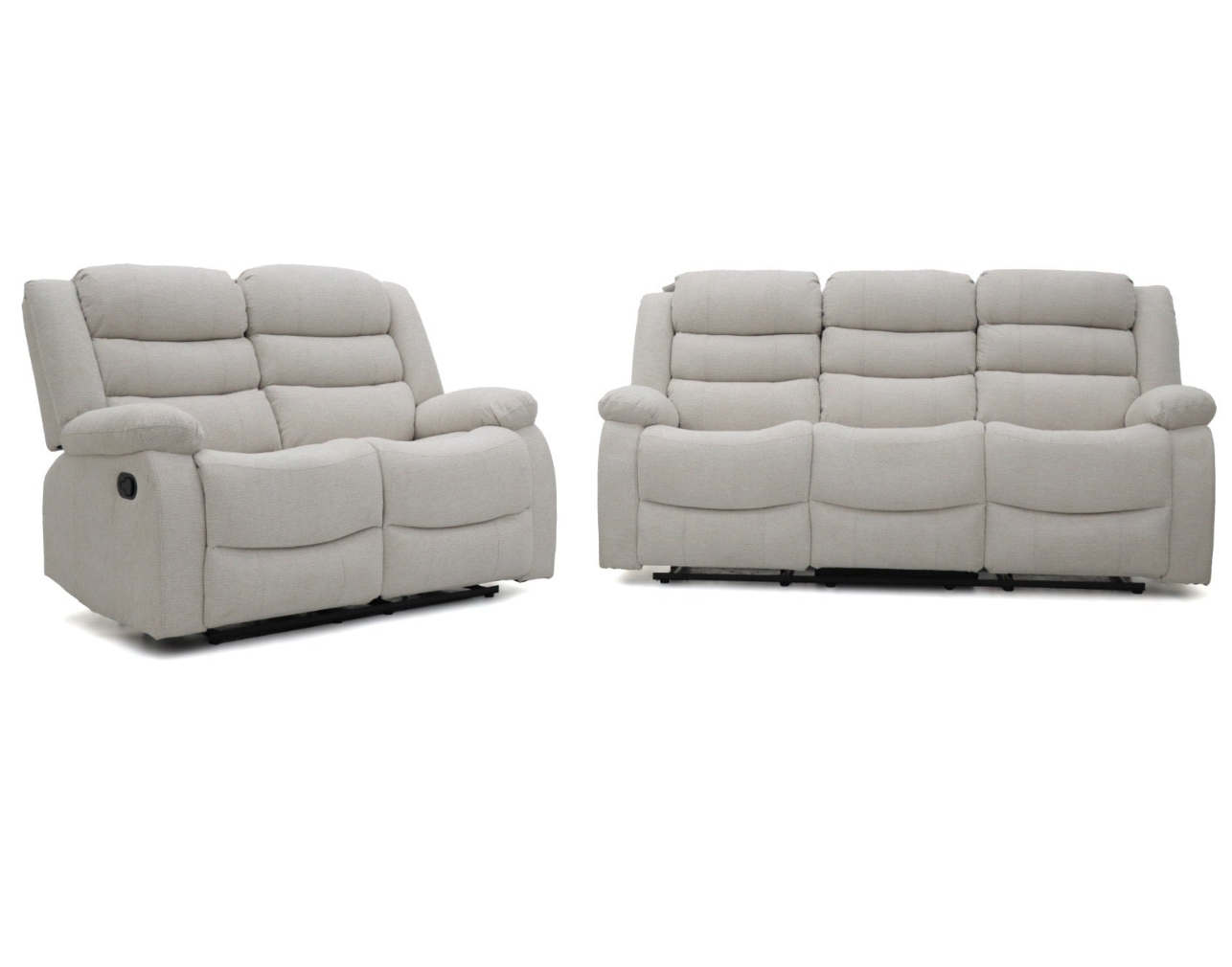 Augusta 3 Seater and 2 Seater Manual Recliner Beige Fabric