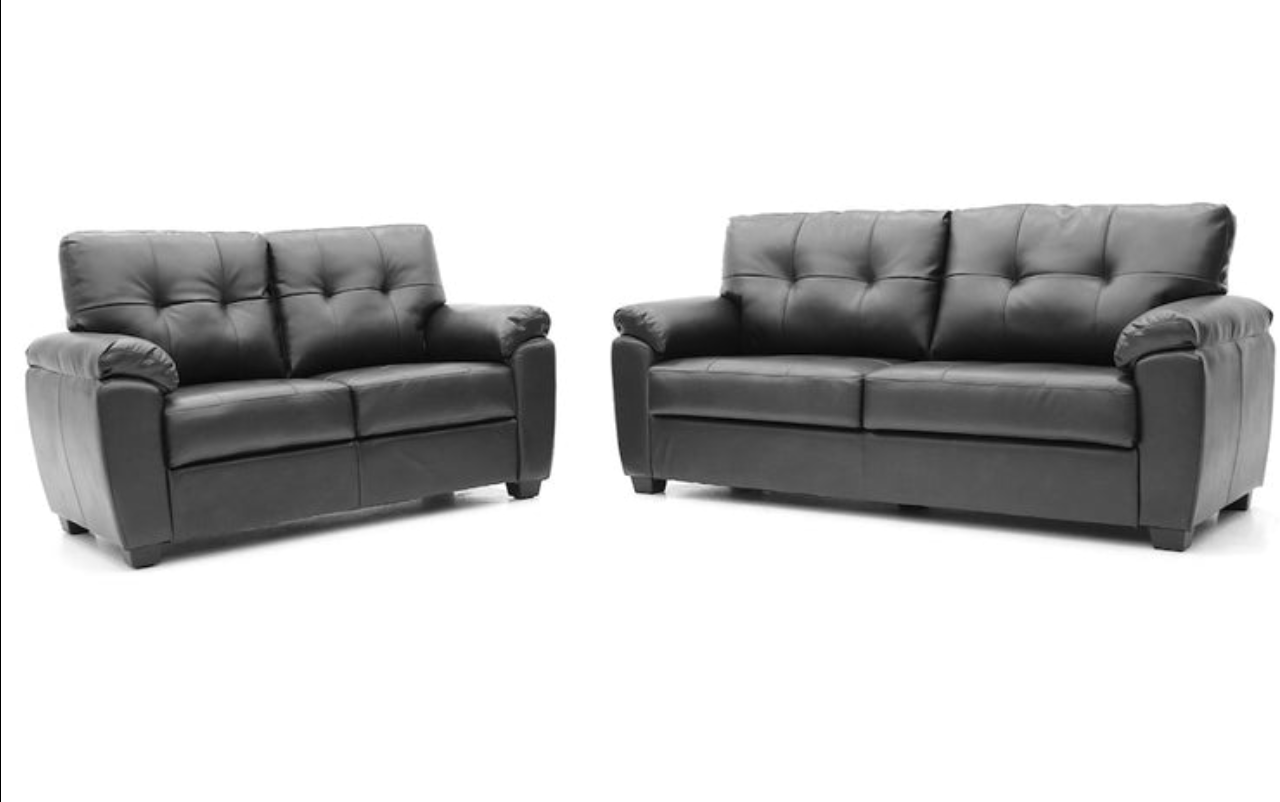 Brisbaine 3 Seater and 2 Seater Static Black Leather