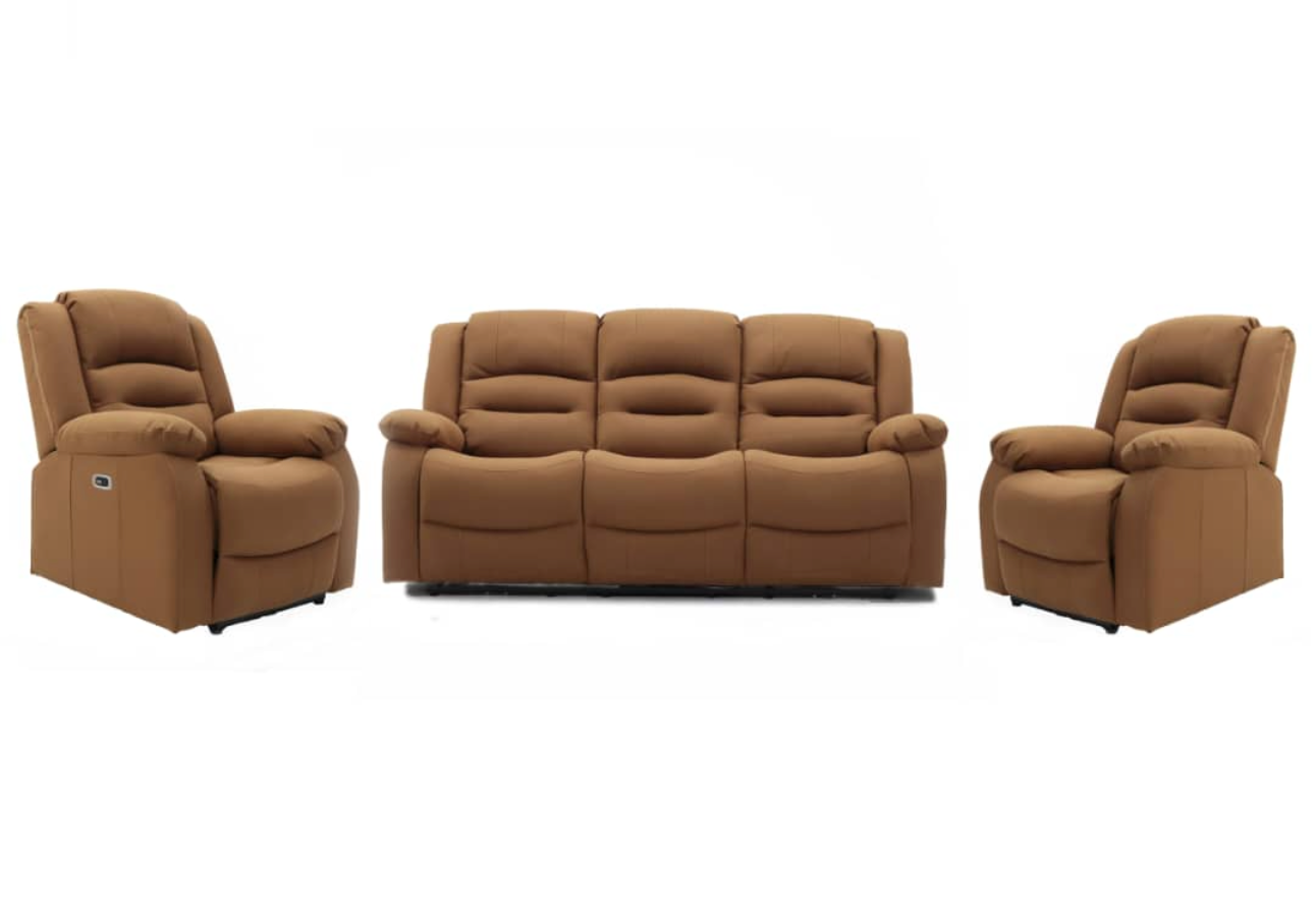 Ace 3 Seater and 2 Chairs Static Caramel Fabric