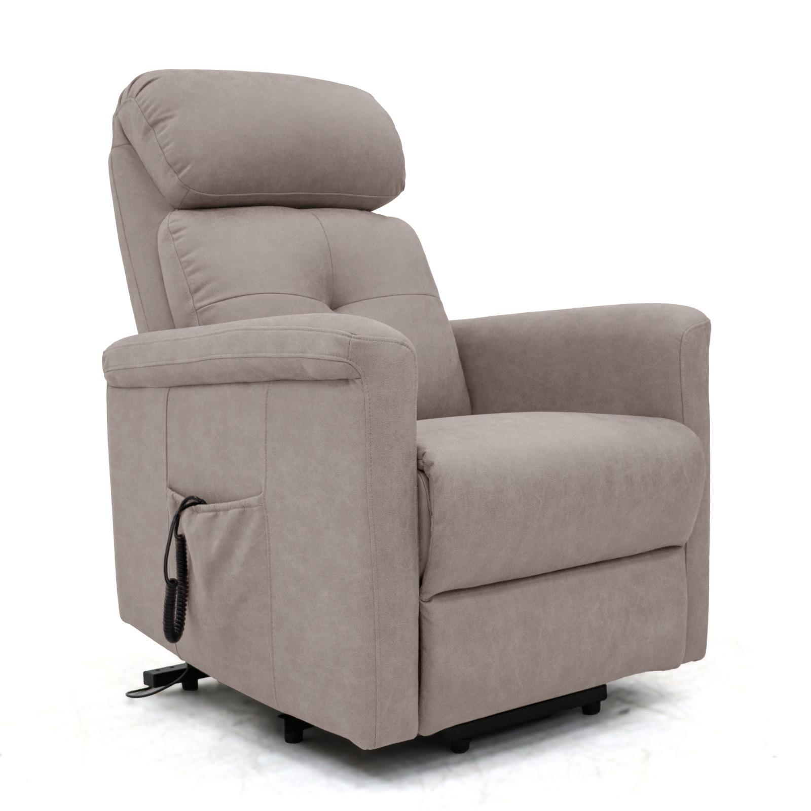 Cecil Single Motor Lift & Rise Chair Brown Fabric