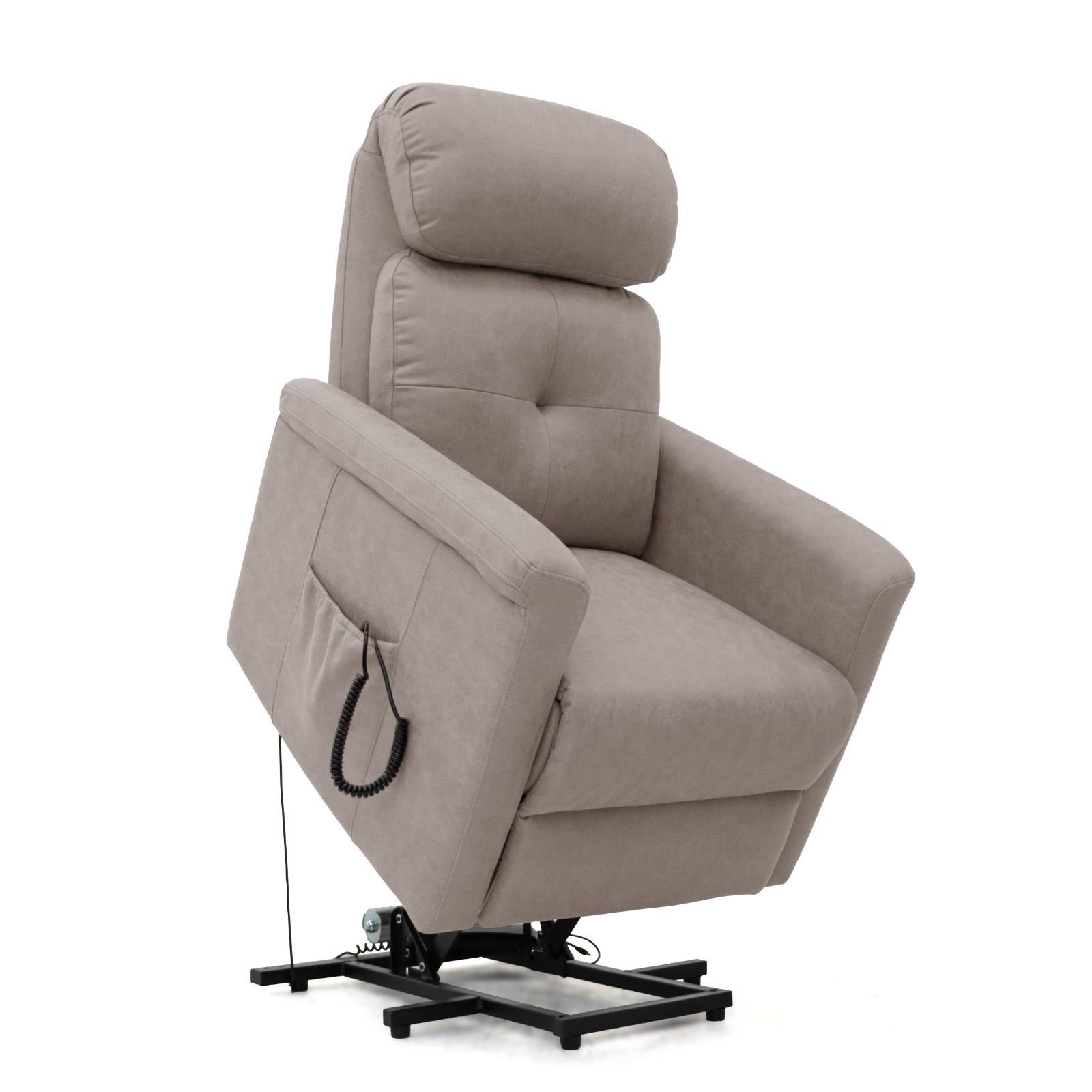 Cecil Single Motor Lift & Rise Chair Brown Fabric