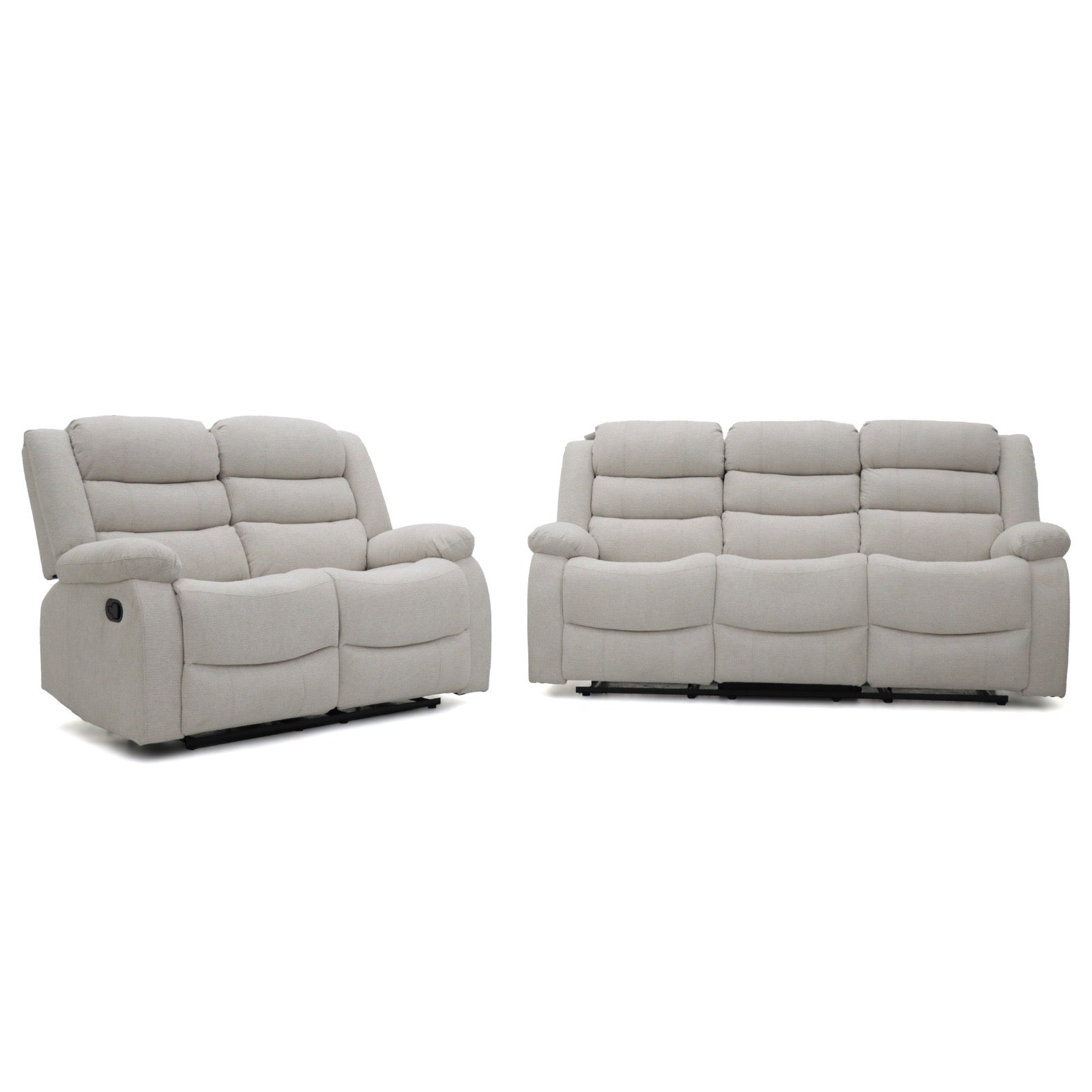 Augusta 3 Seater and 2 Seater Manual Recliner Beige Fabric